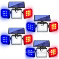 2023 New IP65 방수 야외 정원 무선 태양 에너지 빨간색 파란색 LED 보안 벽 경고 조명 PIR 모션 센서
